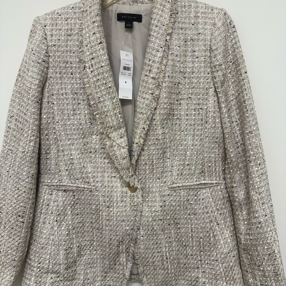 Ann Taylor Women's Beige Tweed Blazer